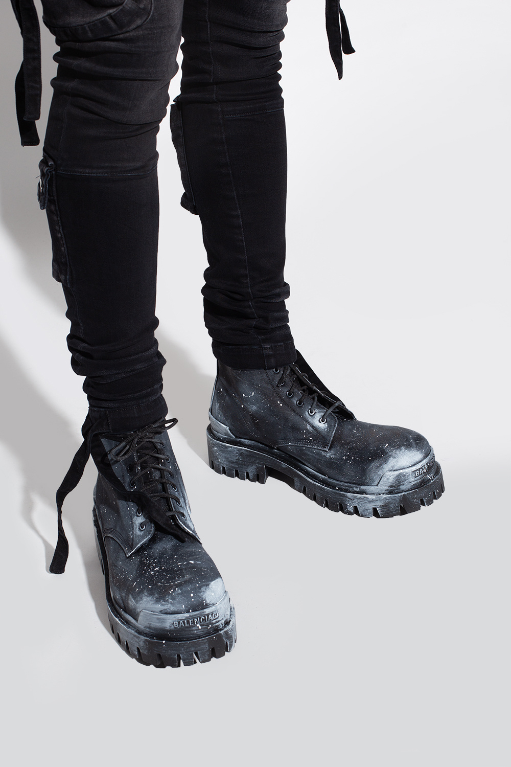 Black ‘Strike’ lace-up ankle boots Balenciaga - Vitkac GB